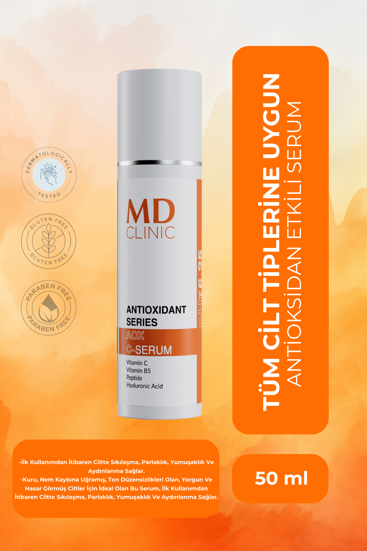 Tüm Cilt Tiplerine Yönelik Antioksidan Etkili Serum