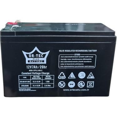 PİL 12V 7AH ORTEC Siyah - Dar Soket