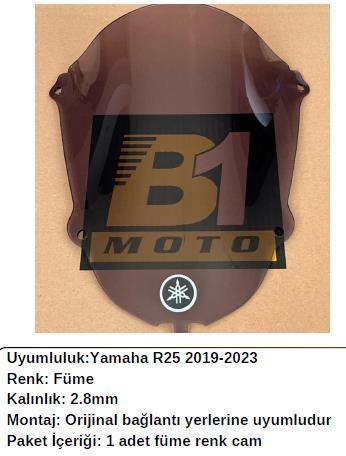 Yamaha R25 Siyah (2019-23) Siperlik Camı