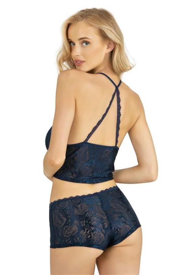 Arias Closet Lacivert Saten Şort Takımı 9222