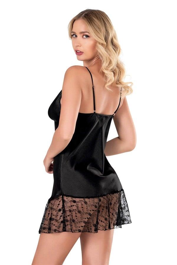 Arias Closet Siyah Kısa Saten Gecelik