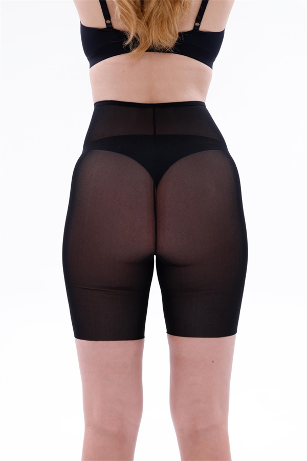 Arias Closet Siyah MI EMAY 2705 Lazer Tül Toparlayıcı Paçalı Boxer Hayalet Korse