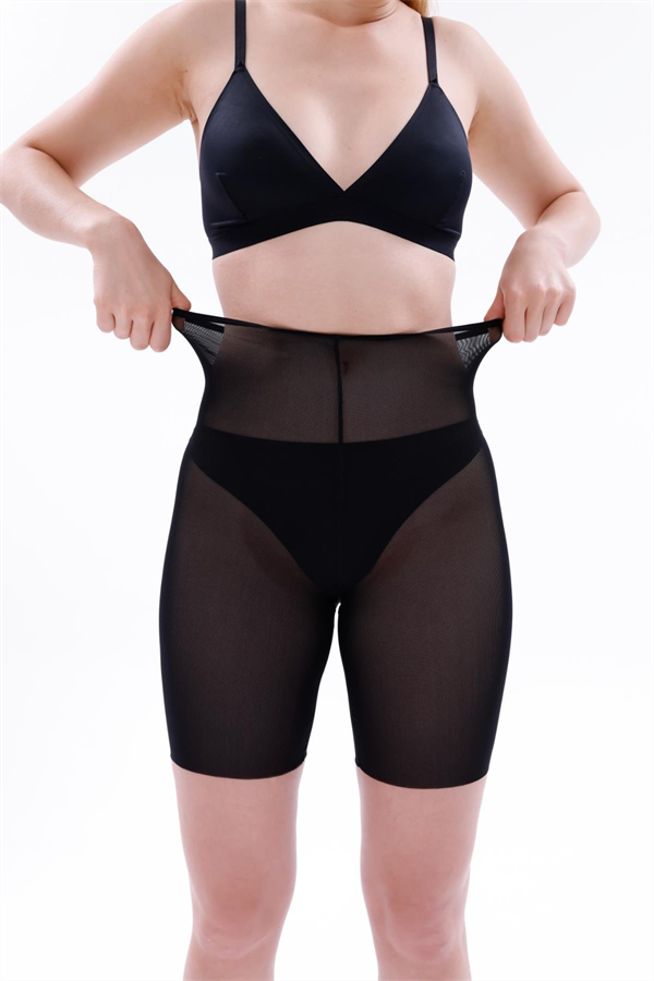 Arias Closet Siyah MI EMAY 2705 Lazer Tül Toparlayıcı Paçalı Boxer Hayalet Korse