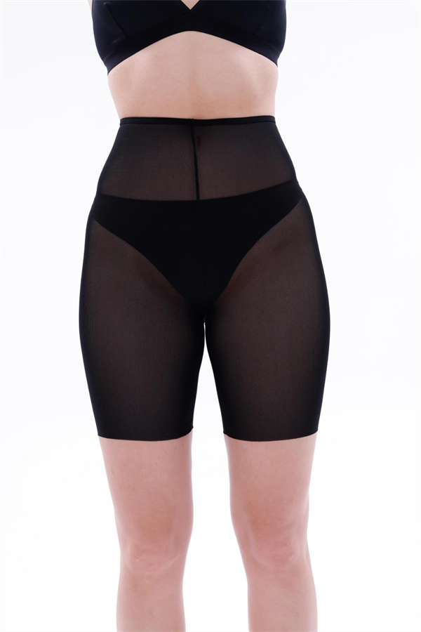 Arias Closet Siyah MI EMAY 2705 Lazer Tül Toparlayıcı Paçalı Boxer Hayalet Korse