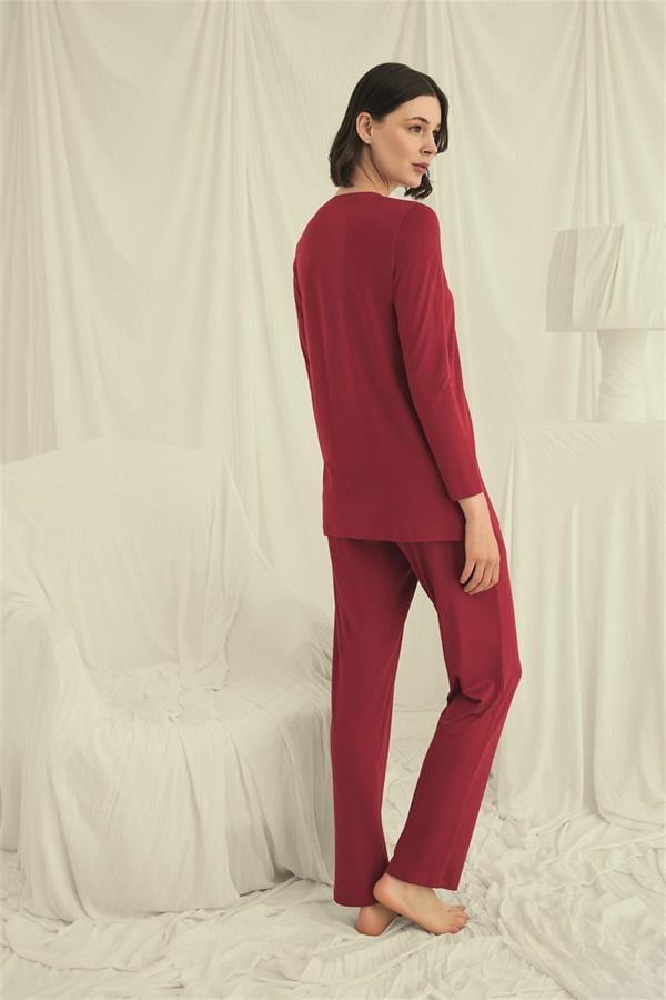 Arias Closet Uzun Kollu Boydan Düğmeli V Yaka Pijama Takımı