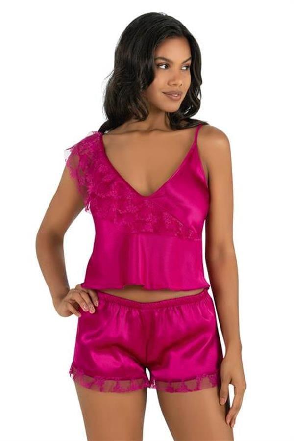 Arias Closet Vişne Saten Şort Takımı 9205