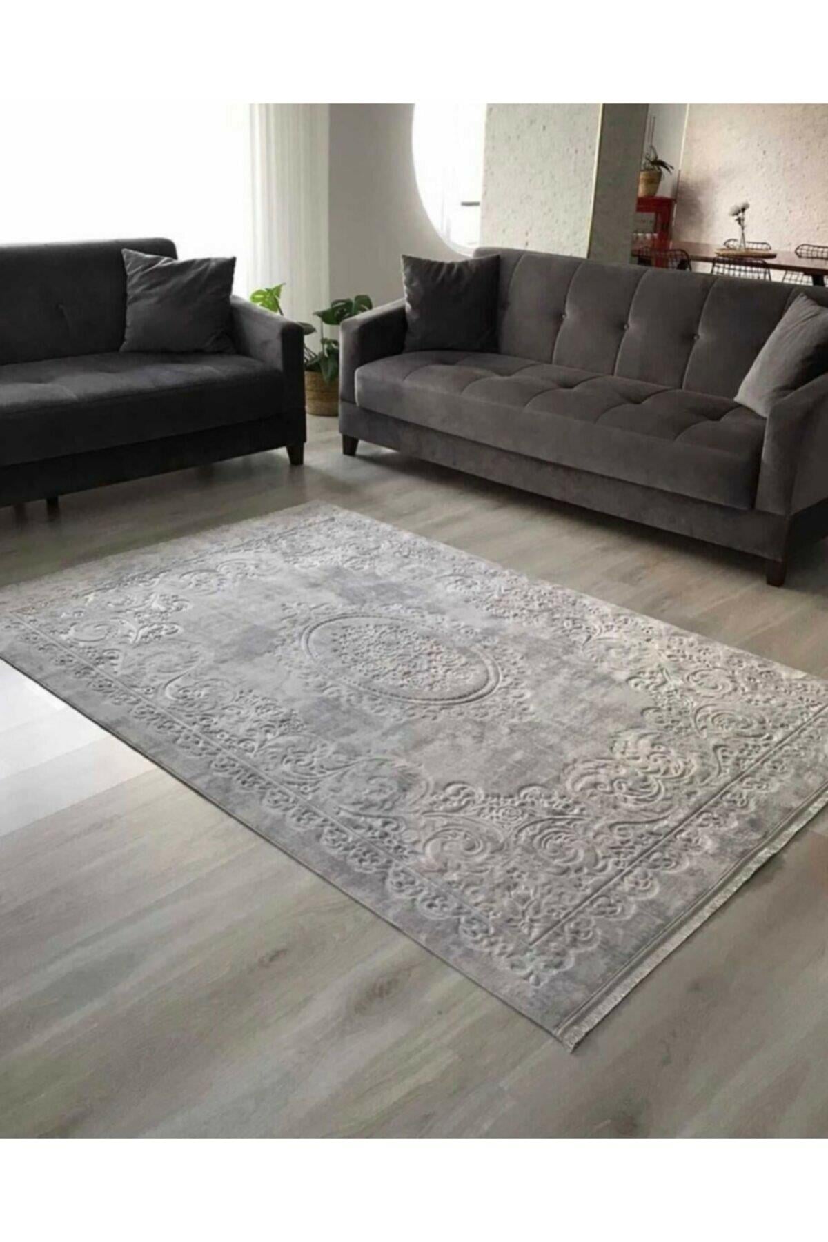 Armada Avangard Deluxe Tunus Silver Yumuşak Kaymaz Taban Püsküllü Halı 120cmx180cm