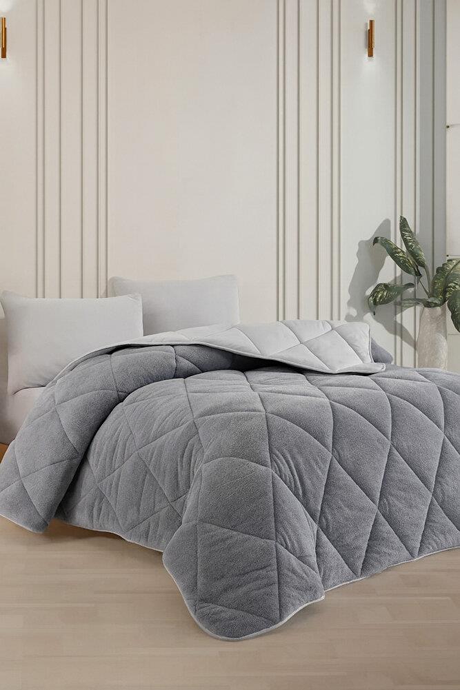 ÇİFT KİŞİLİK ÇİFT TARAFLI 195x215 LÜX WELSOFT YORGAN GRİ
