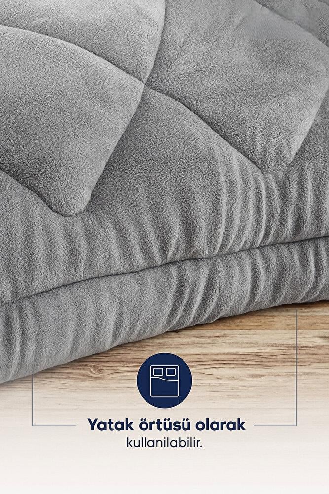 ÇİFT KİŞİLİK ÇİFT TARAFLI 195x215 LÜX WELSOFT YORGAN GRİ