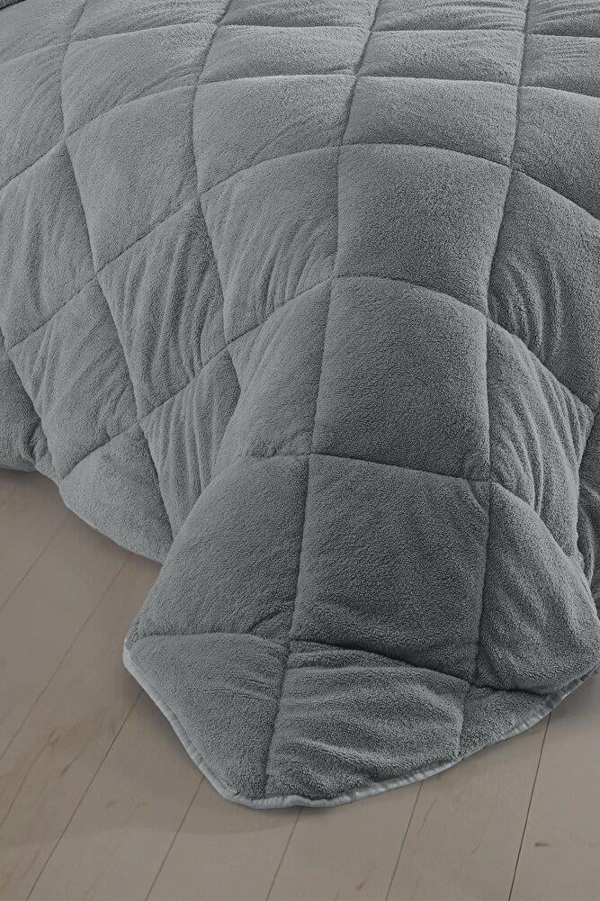 ÇİFT KİŞİLİK ÇİFT TARAFLI 195x215 LÜX WELSOFT YORGAN GRİ