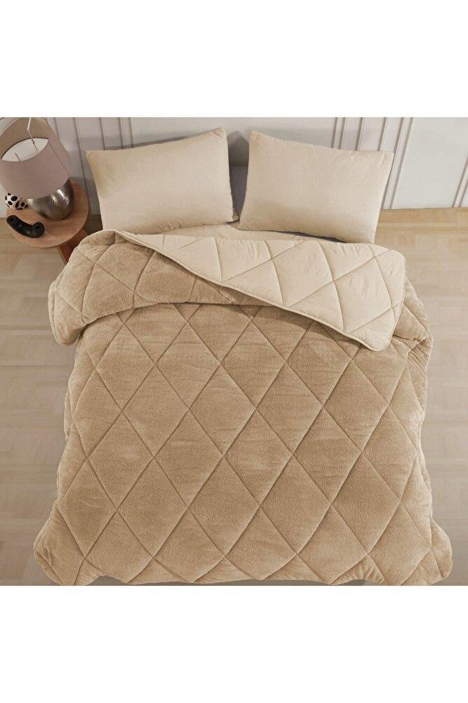ÇİFT KİŞİLİK ÇİFT TARAFLI 195x215 LÜX WELSOFT YORGAN KAHVERENGİ