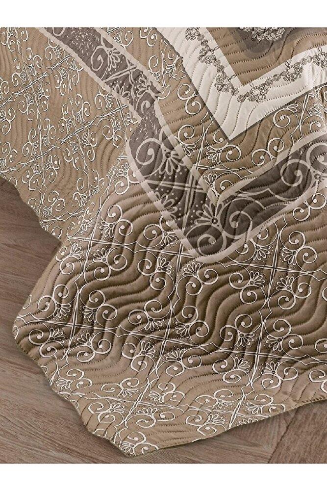 Çift Kişilik Microfiber Kapitone Yatak Örtüsü Beste Kahve