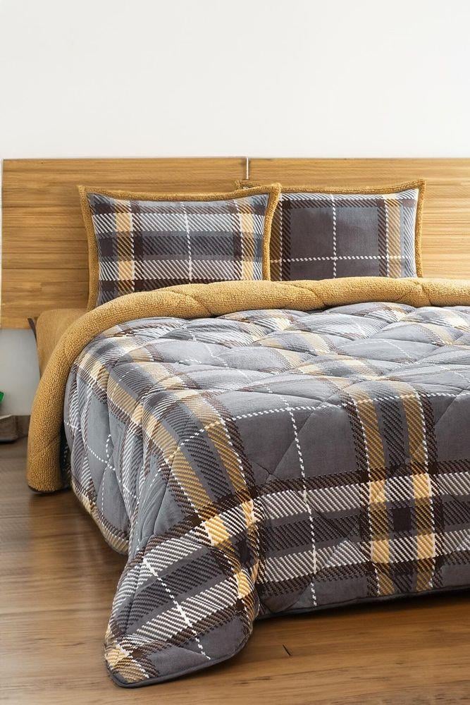 Comforter Çift Kişilik Yorgan Seti Antonin Gri-sarı 220x240