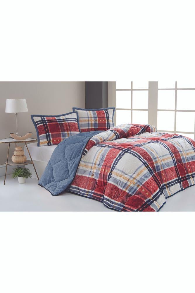 Comforter Tek Kişilik Yorgan Seti Boris Kırmızı MAvi 160x220