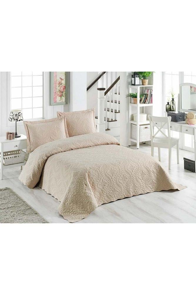 Ivy Çift Kişilik Microfiber Kapitone Yatak Örtüsü - Cappuccino