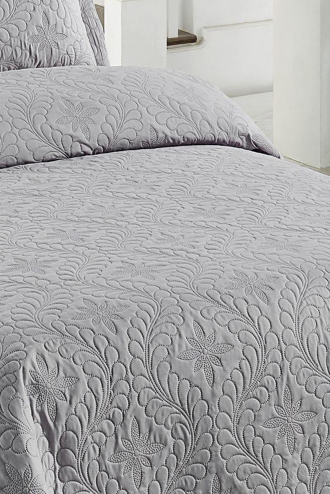 Ivy Gri Çift Kişilik Microfiber Kapitone Yatak Örtüsü