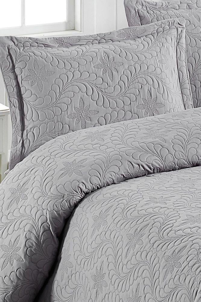 Ivy Gri Çift Kişilik Microfiber Kapitone Yatak Örtüsü