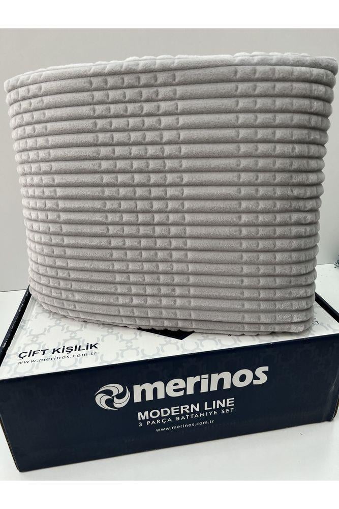 Modern Line 2 Parça Tek Kişilik Battaniye Seti Açık Gri Renk Tek Ebat Beden