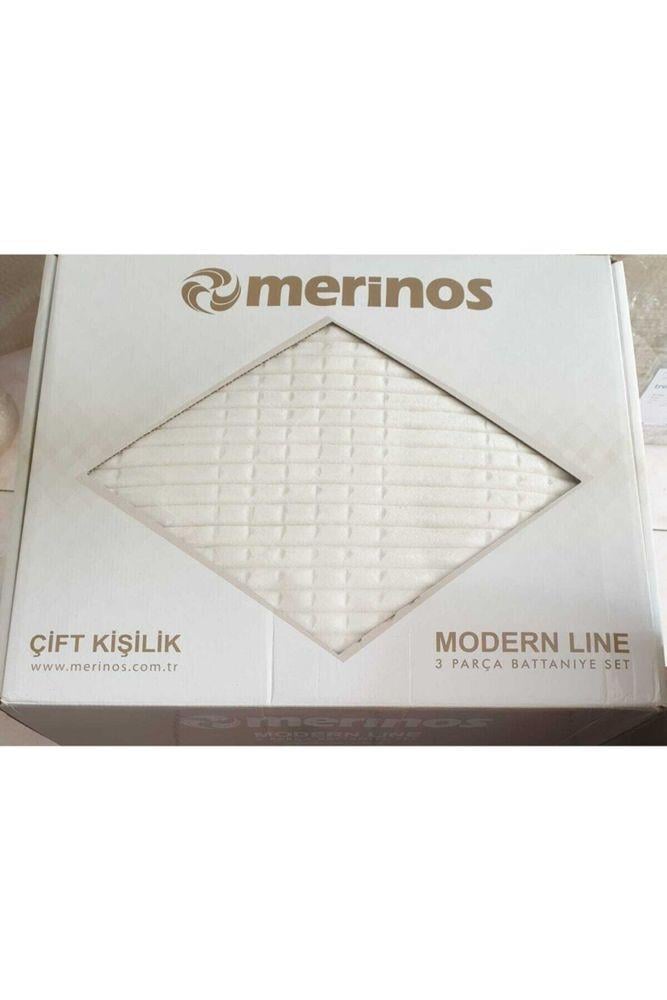 Modern Lıne 3 Parça Battaniye Seti Kemik