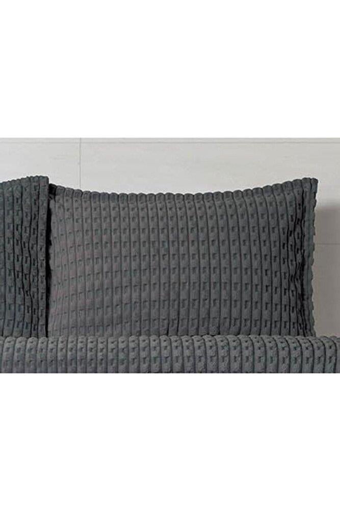 Modern Twist 3 Parça Çift Kişilik Battaniye Seti Kutulu 220x240 Koyu Gri