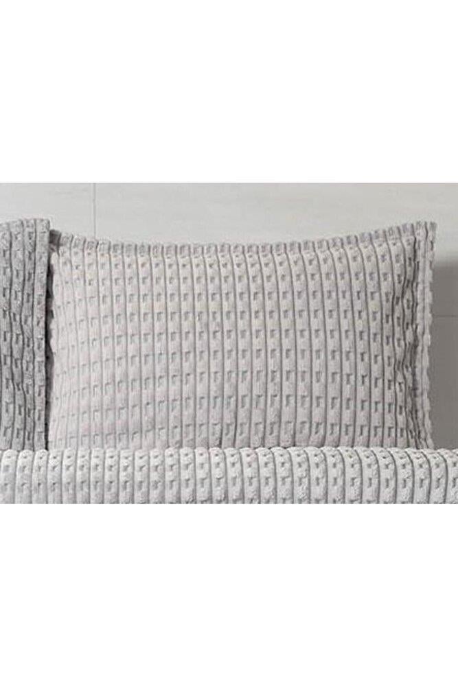 Modern Twist 3 Parça Çift Kişilik Battaniye Seti Kutulu 220x240 Açık Gri