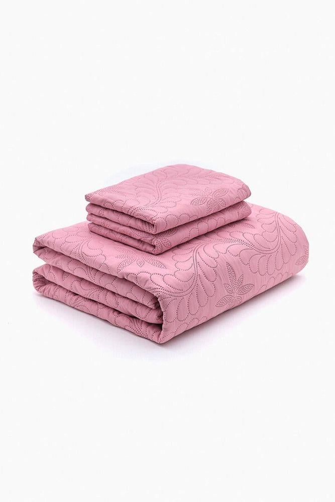 Sarmaşık Çift Kişilik Düz Renk Yatak Örtüsü Takımı - Pembe