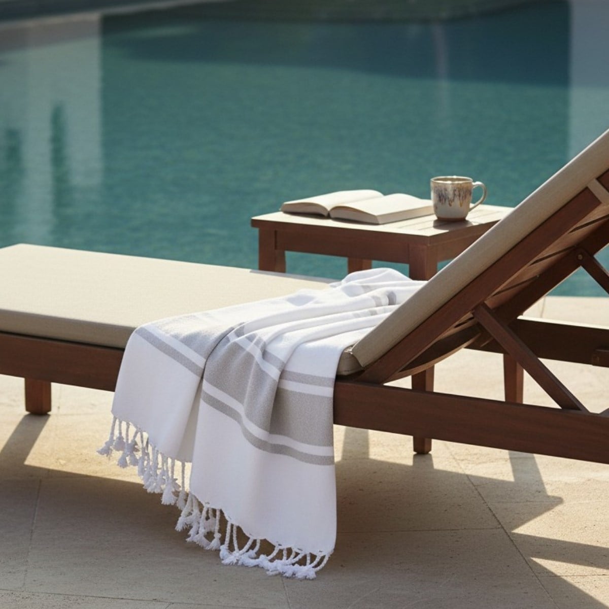 Arya Peshtemal White - Taupe