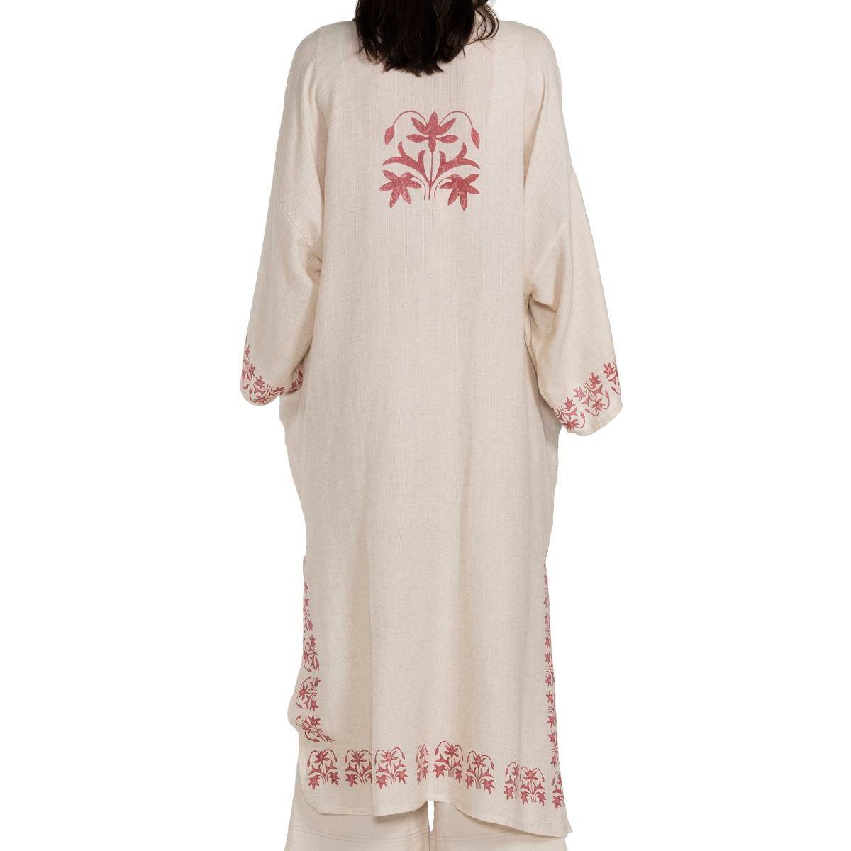Asena Caftan Natural - Bordeaux