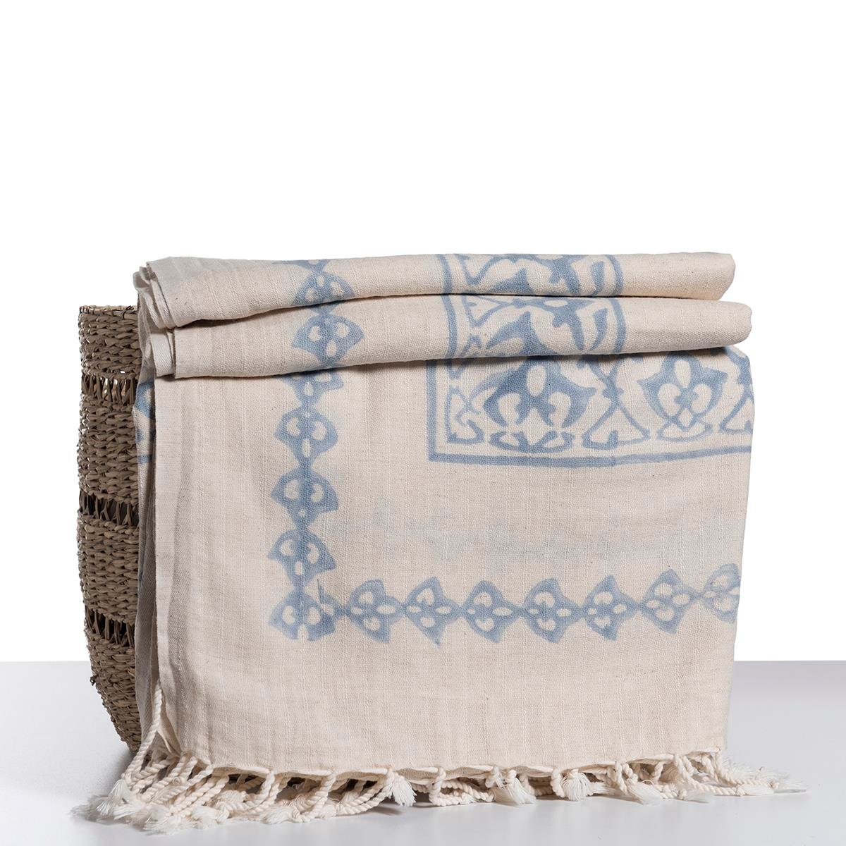 Ayana Throw Natural - Blue