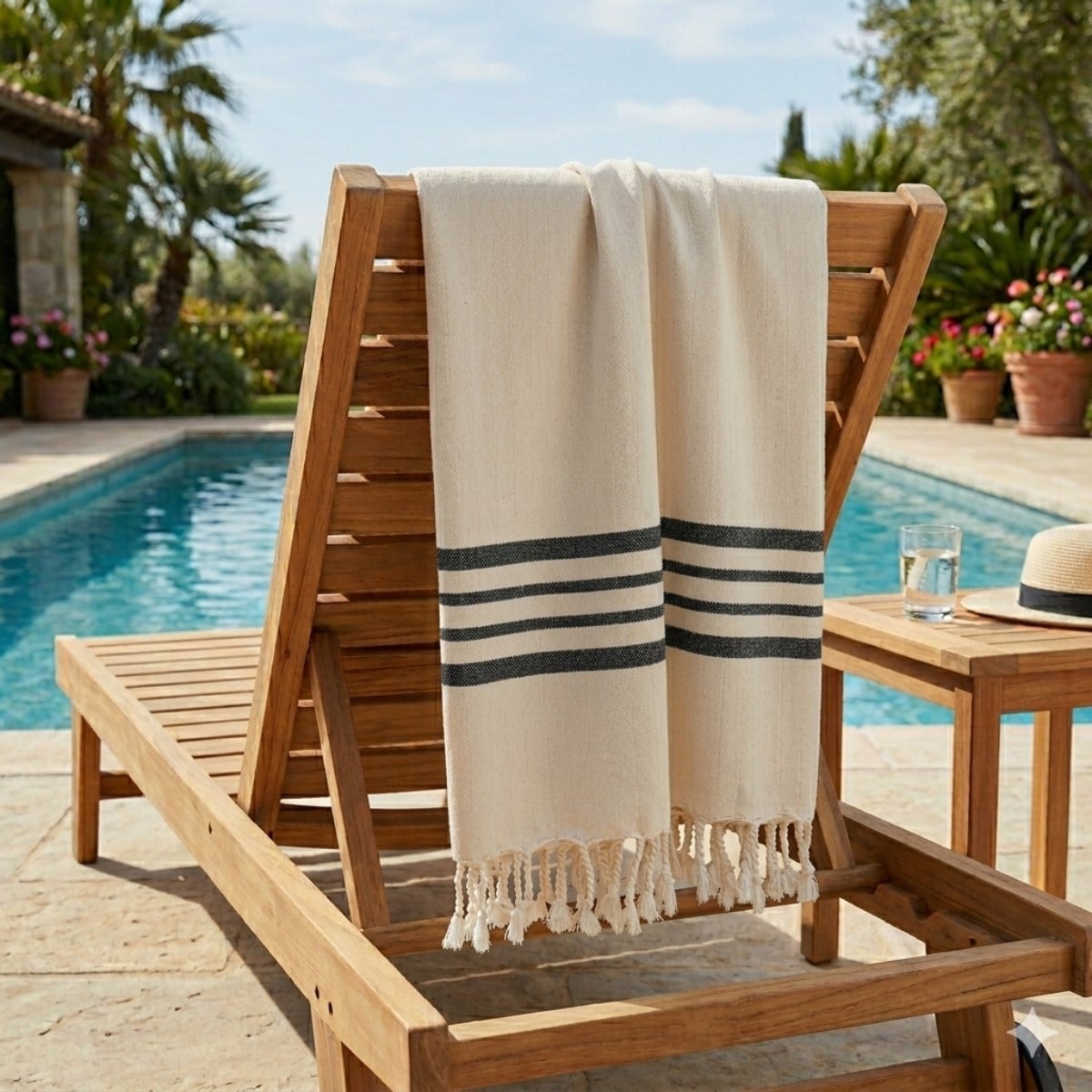 Bath & Beach Towel Krem Sultan Peshtemal Natural - Black