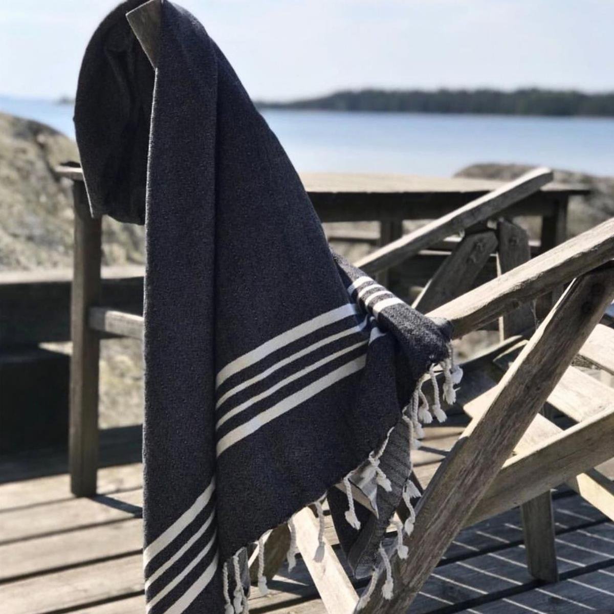 Bath & Beach Towel Krem Sultan Peshtemal Black