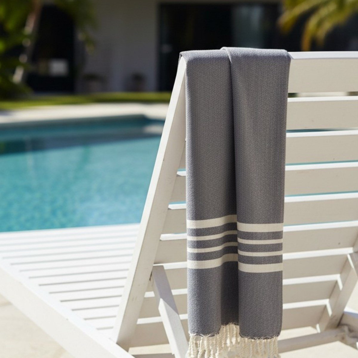 Bath & Beach Towel Krem Sultan Peshtemal Dark Grey