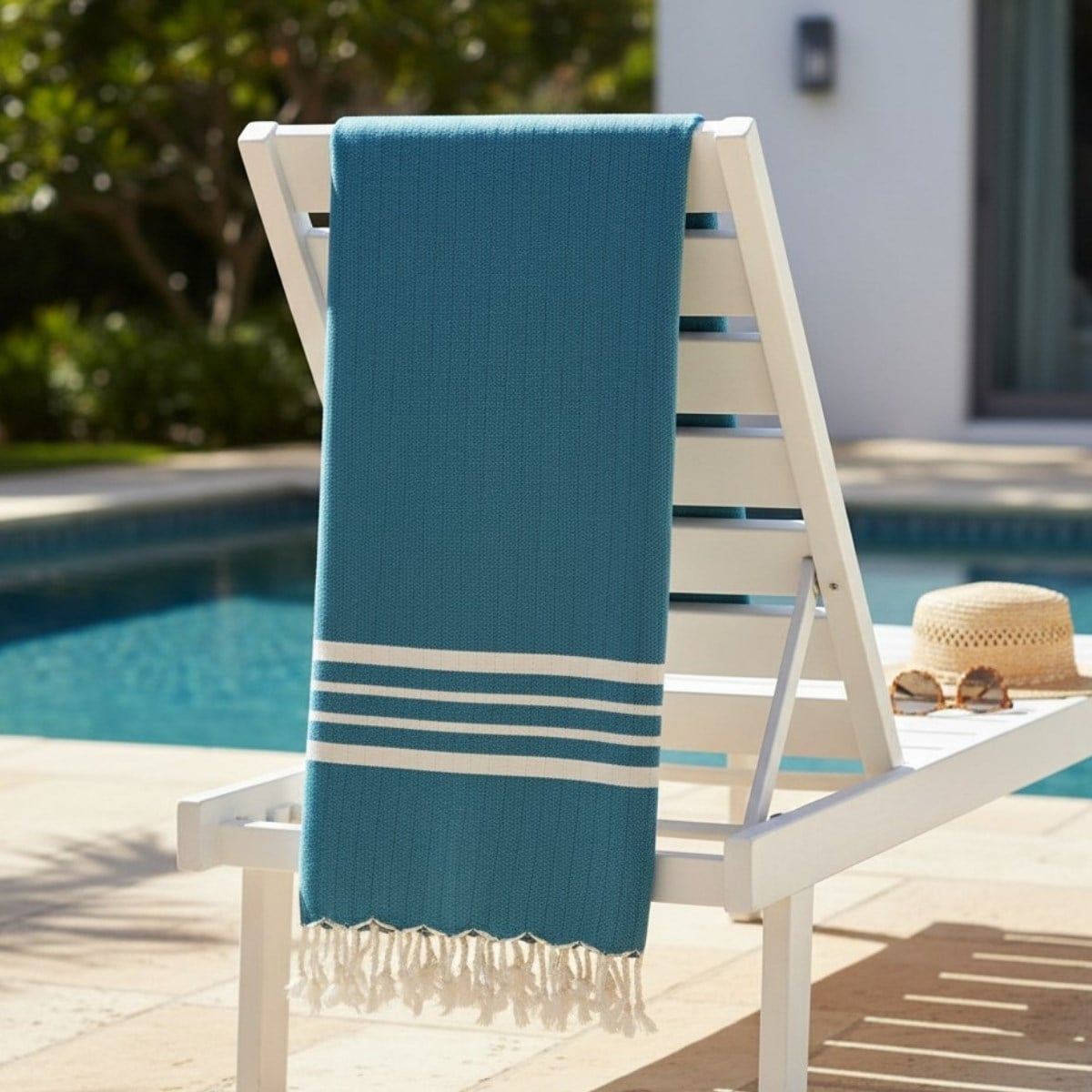 Bath & Beach Towel Krem Sultan Peshtemal Petrol Blue