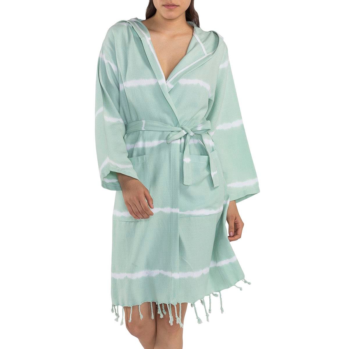 Batik Kapüşonlu Bornoz Mint Yeşili