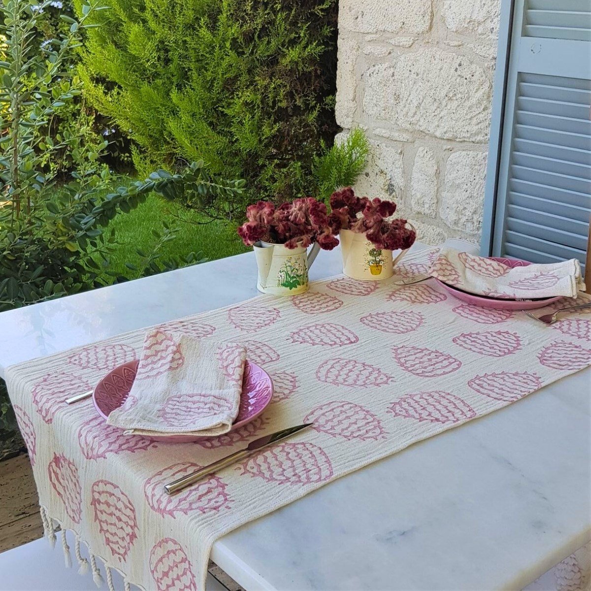 Bereket Runner Natural - Dusty Rose