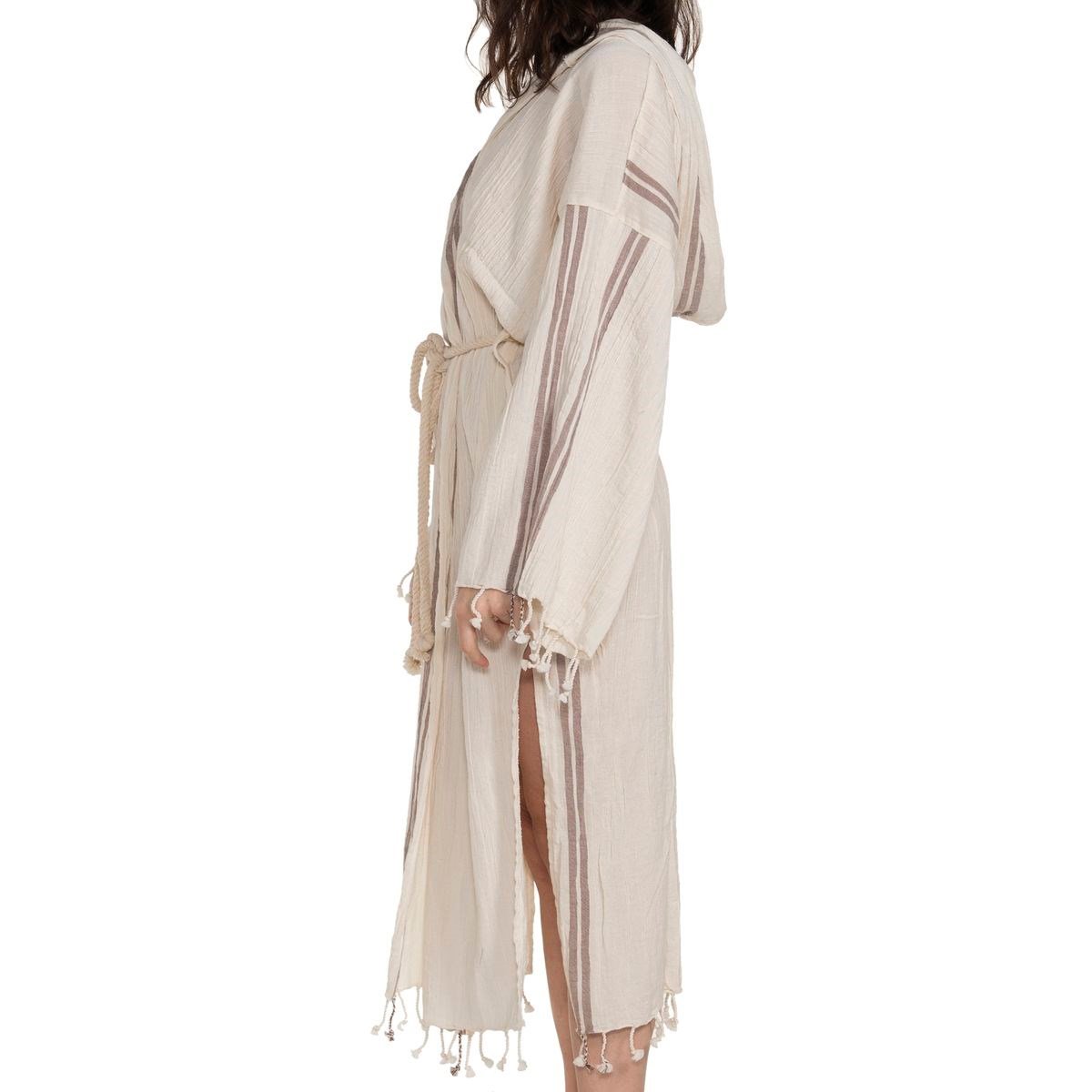 Buse Bathrobe with Hood Natural - Brown