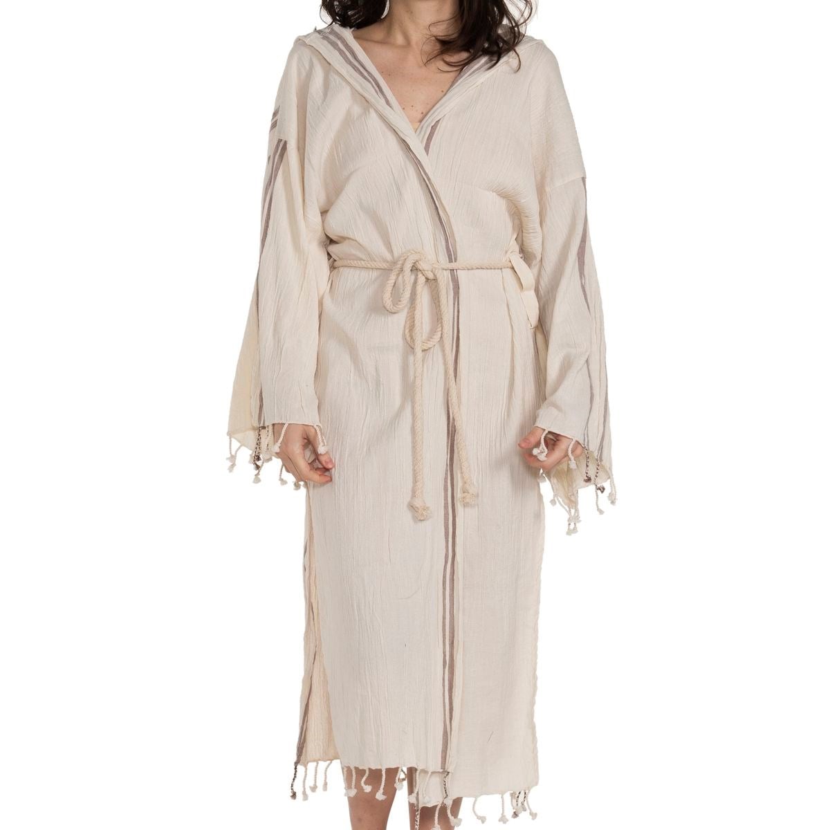 Buse Bathrobe with Hood Natural - Brown