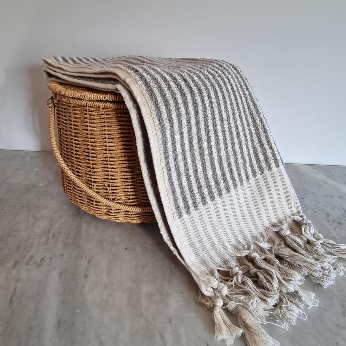 Vertically Striped Towel Natural - Taupe