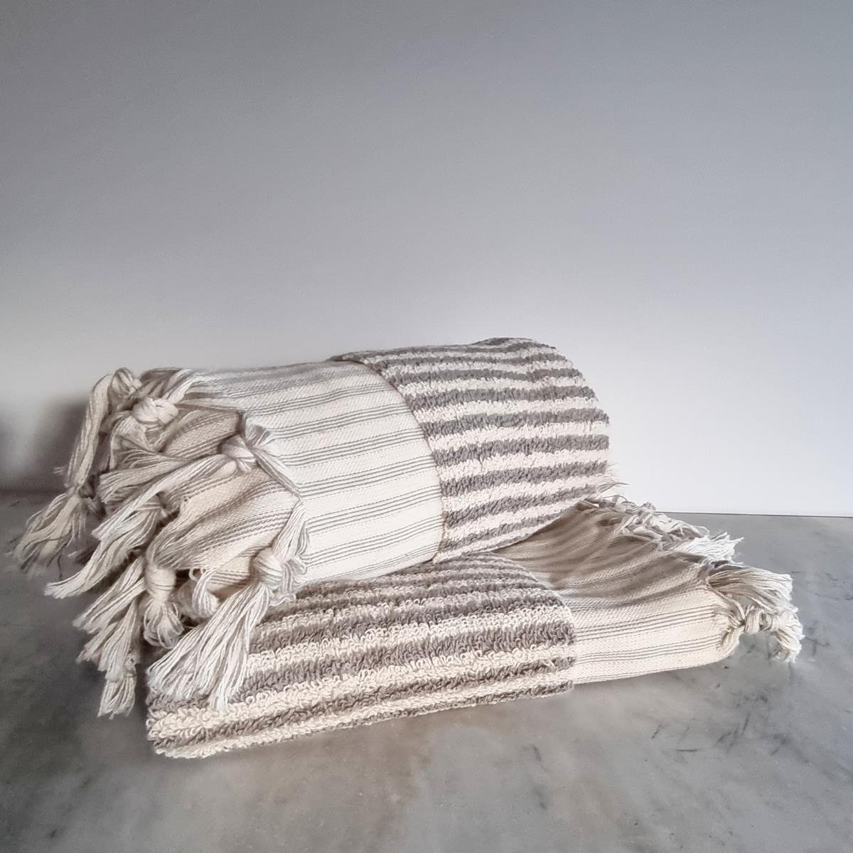 Vertically Striped Towel Natural - Taupe