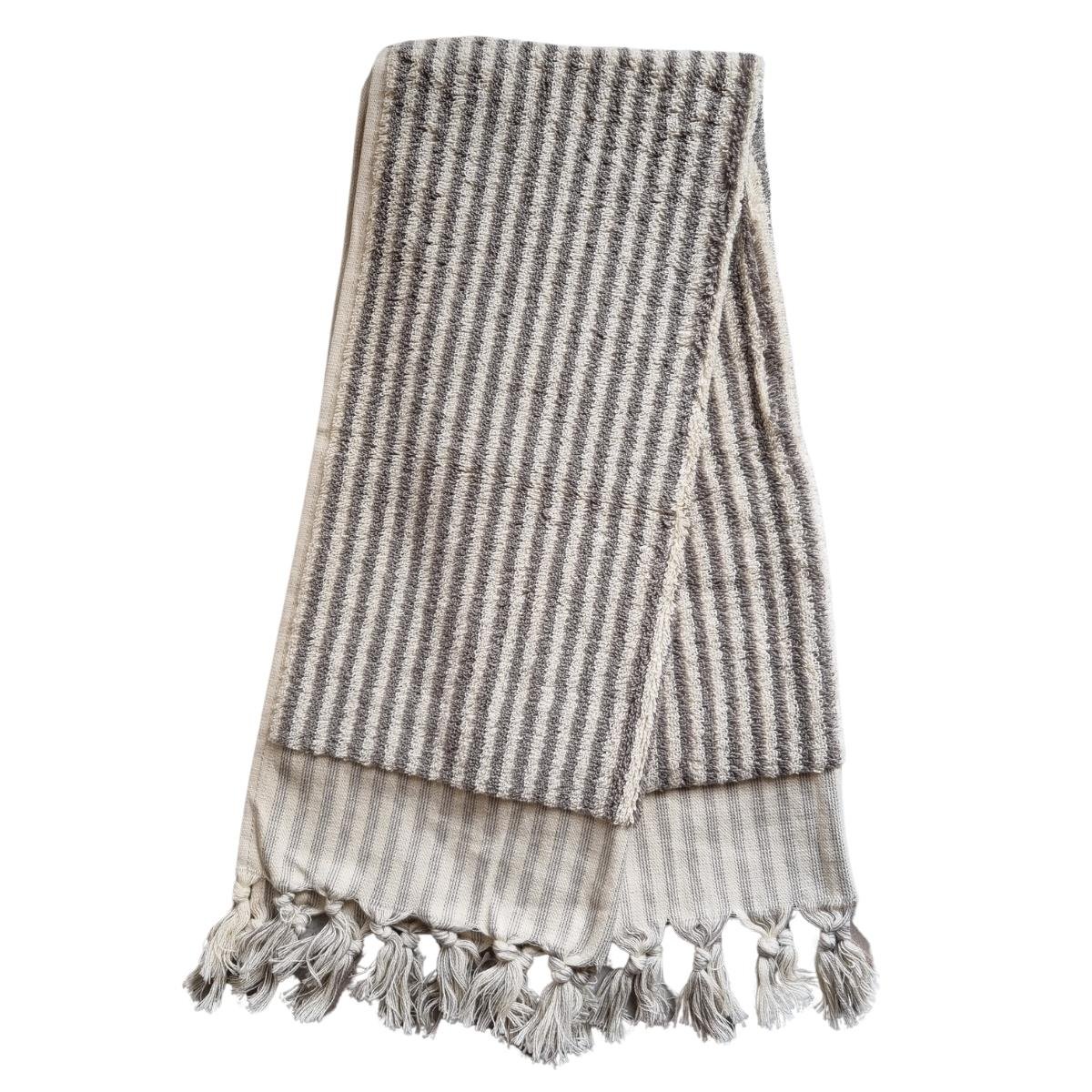 Vertically Striped Towel Natural - Taupe