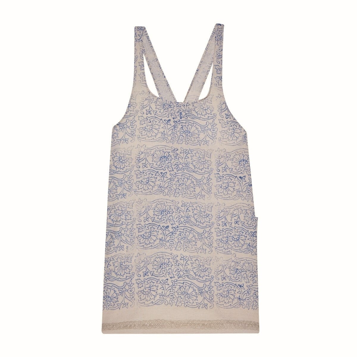 Stone Printed Apron Beige - Blue