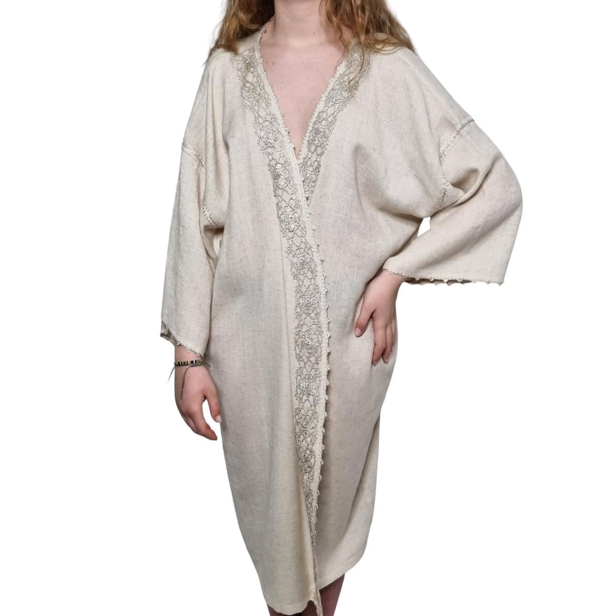 Hand Crochet Dressing Gown Natural