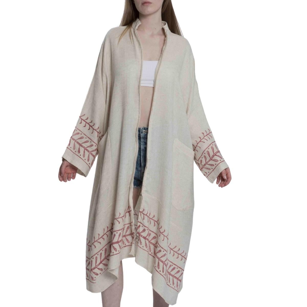 Gazel Caftan Natural - Bordeaux