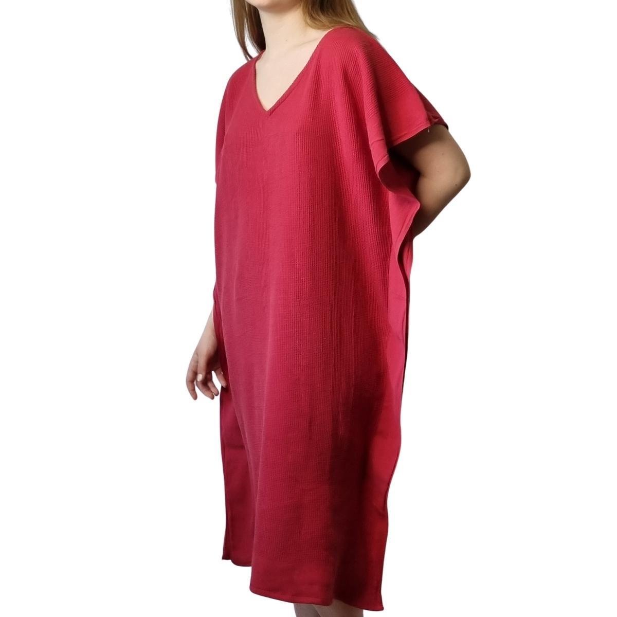 Gofret V Yaka Tunik Bordo