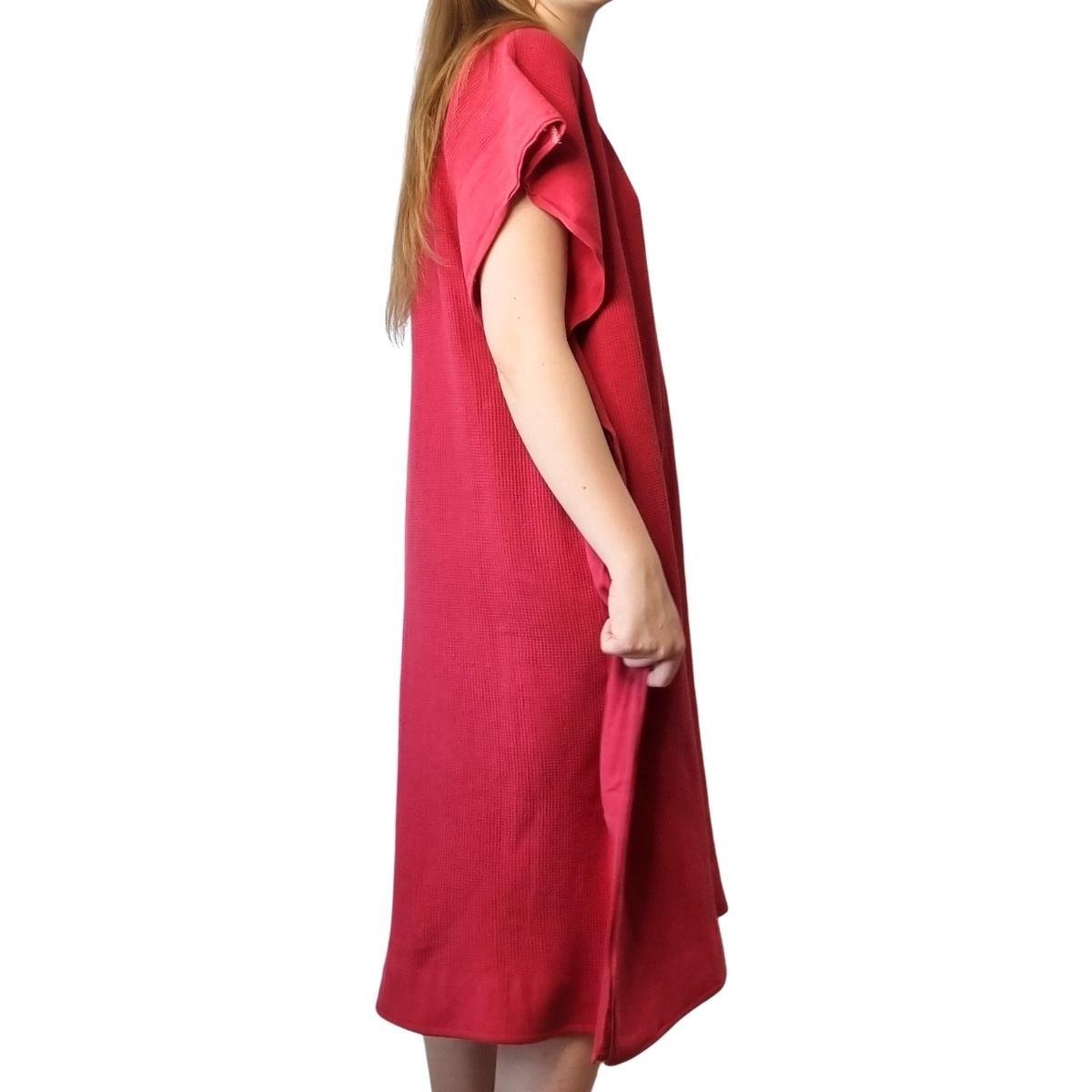 Gofret V Yaka Tunik Bordo