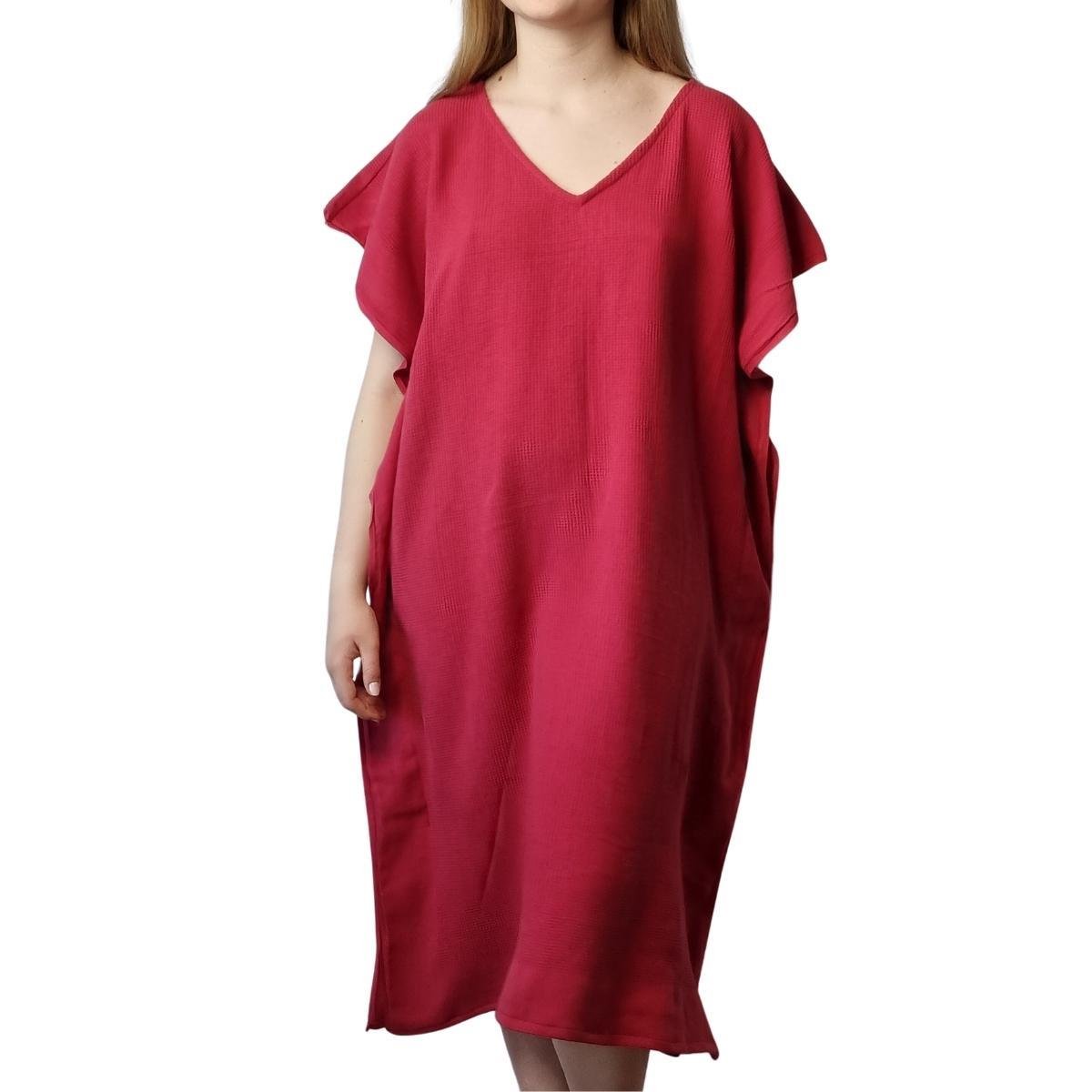 Gofret V Yaka Tunik Bordo