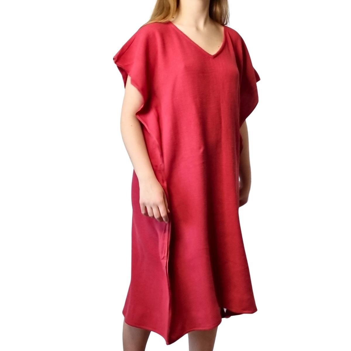 Gofret V Yaka Tunik Bordo