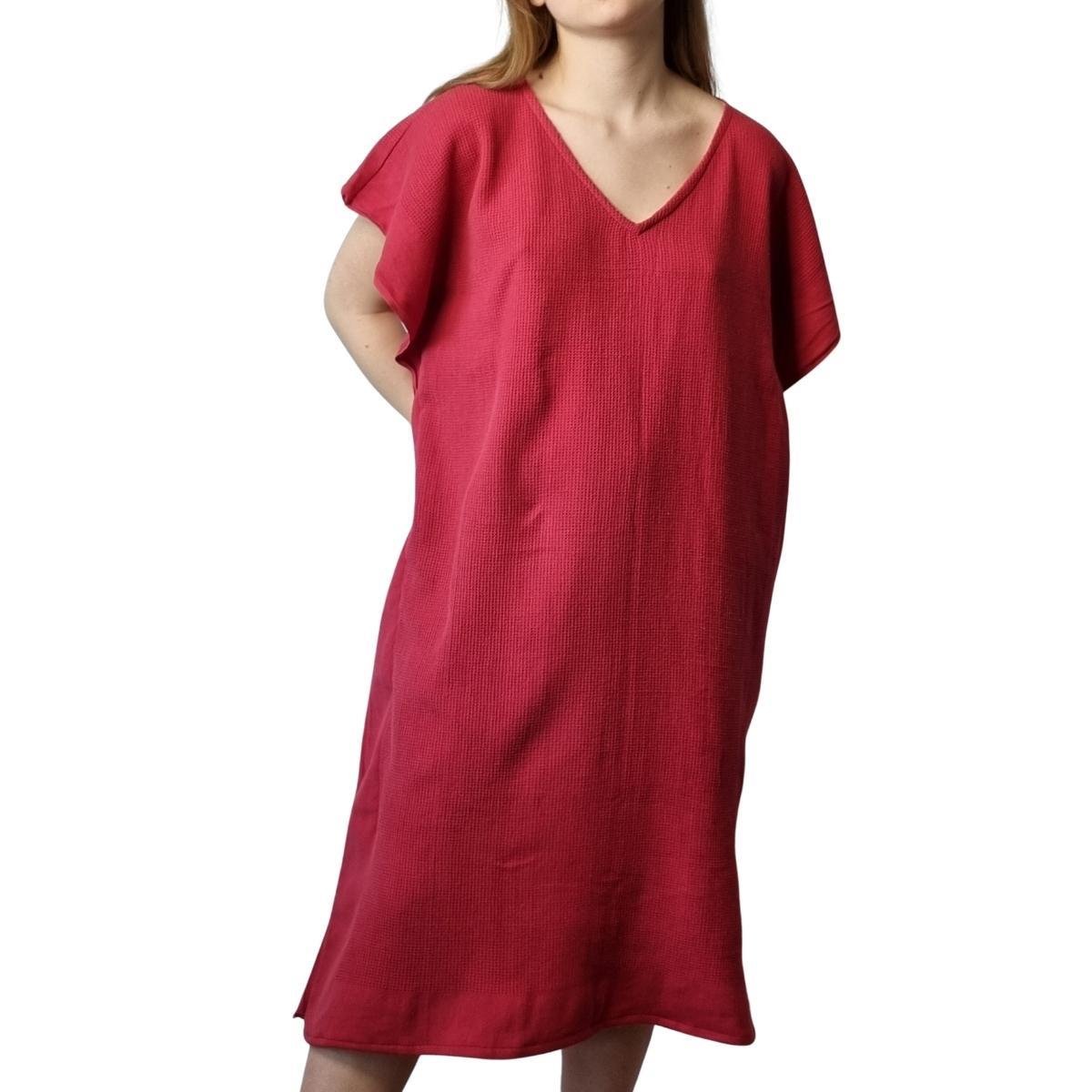Gofret V Yaka Tunik Bordo