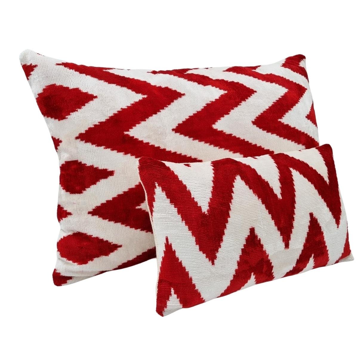 İkat İkat Yastık Kılıfı Kırmızı Zıgzag