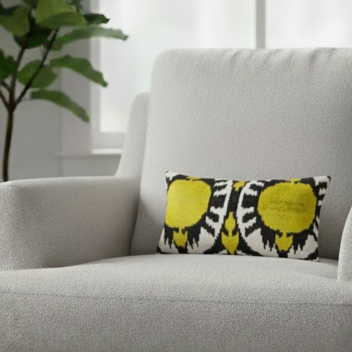 Ikat Ikat Cushion Cover Yellow Nar
